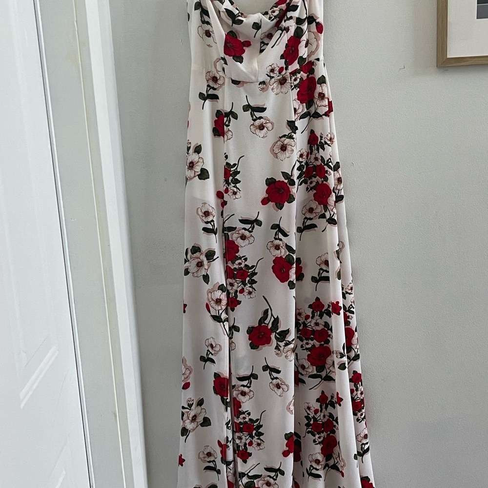 Floral Maxi Dress in Red and White